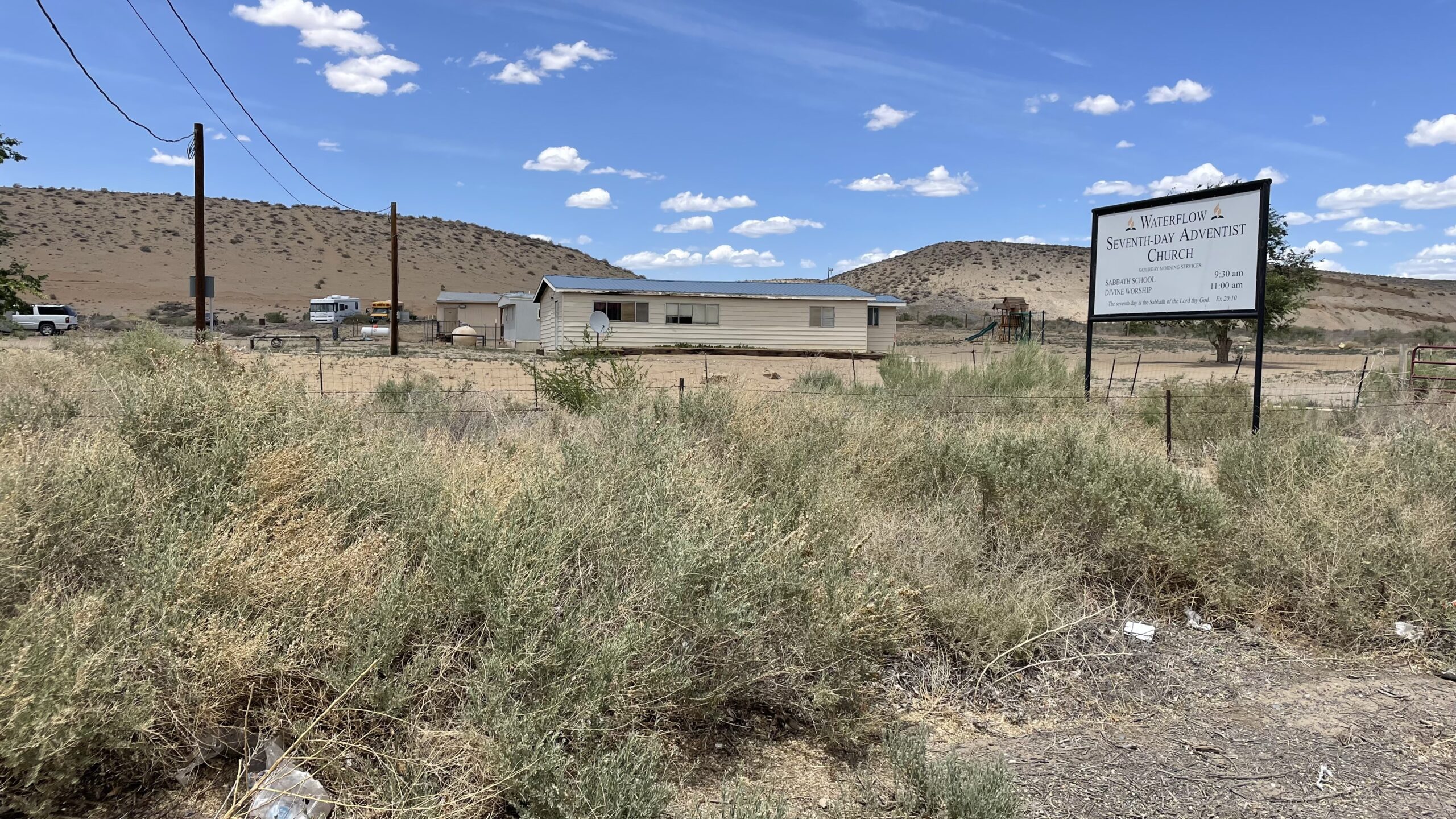 Waterflow Church is between Shiprock & Farmington, NM and is right along the main road between the two cities.